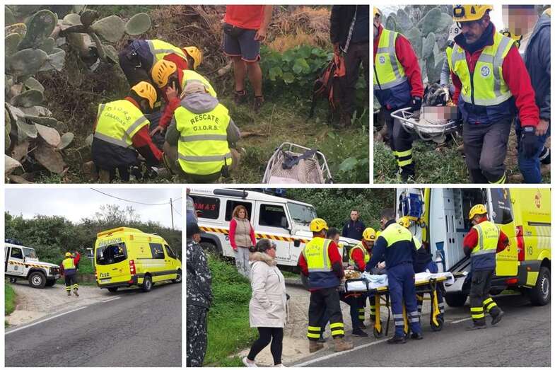 Rescate de la anciana localizada esta tarde con hipotermia en una finca (Foto TA)